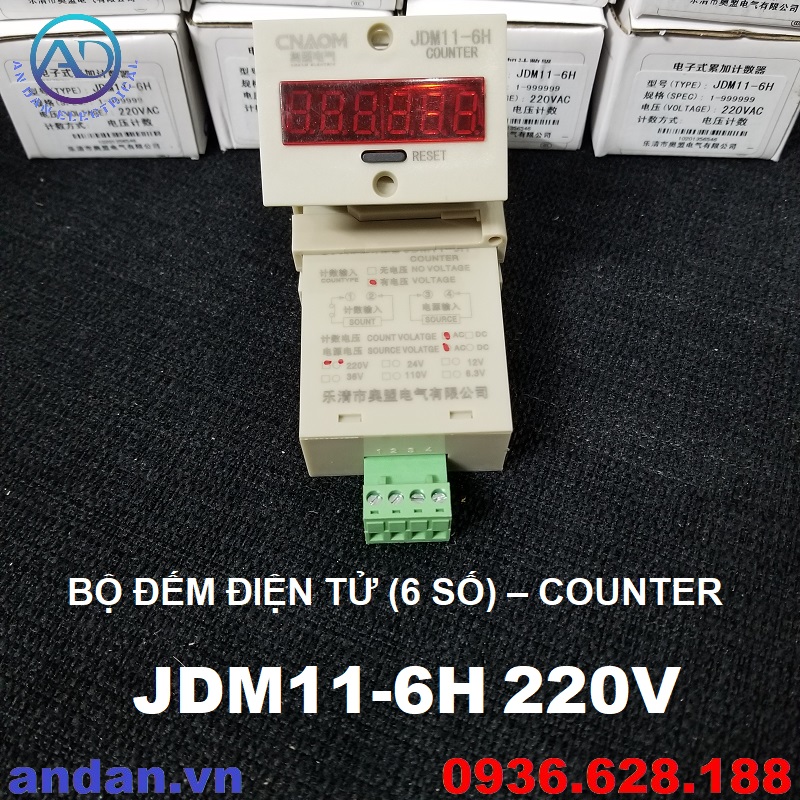 BỘ ĐẾM TỪ 6 SỐ - COUNTER JDM11-6H 220VAC (đếm theo tín hiệu điện áp)