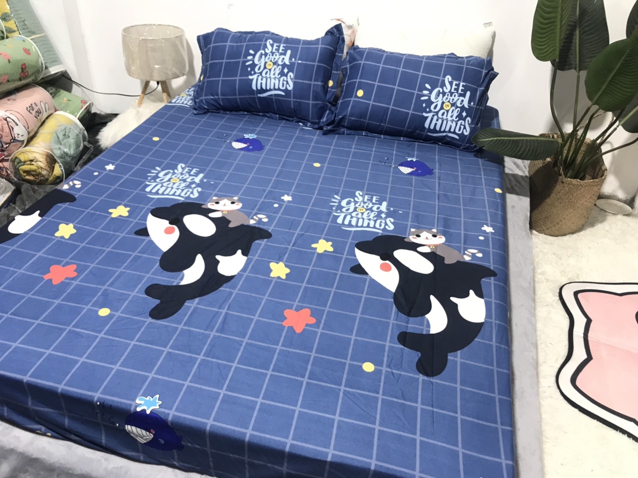 Bộ Ga Gối 3 Món ( Gồm 1 Ga Bo Chun + 2 Vỏ Gối) Mã CH207