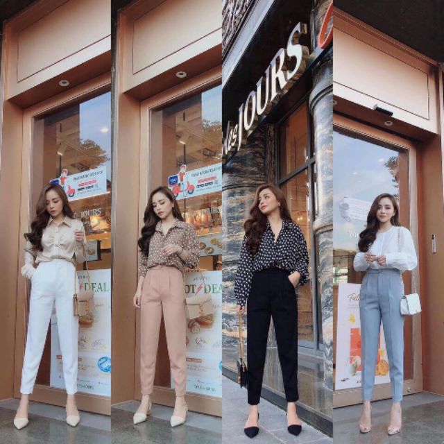Quần tây baggy cúc bọc