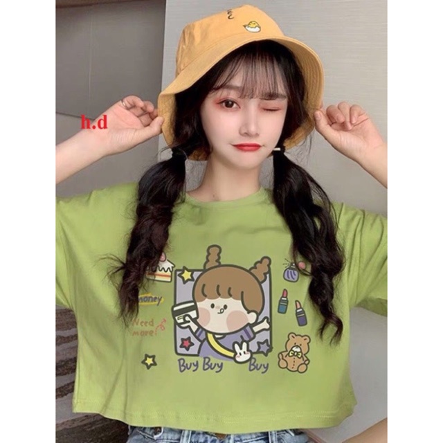 Áo croptop cô gái buy buy buy HĐ12 , Áo thun nam nữ, quần kaki, quần nữ, sét bộ mặc ở nhà, áo thun tay dài, quần jean ống rộng - FANI