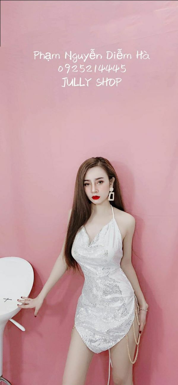 Đầm body kim sa phối xích hông