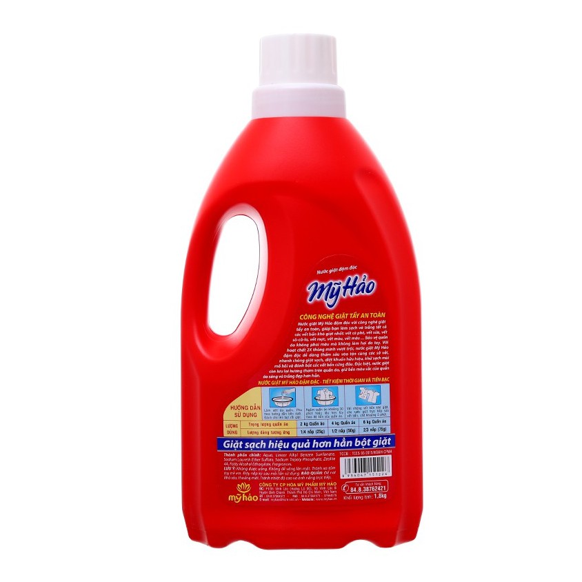 Nước giặt Mỹ Hảo đậm đặc chai 1.8kg