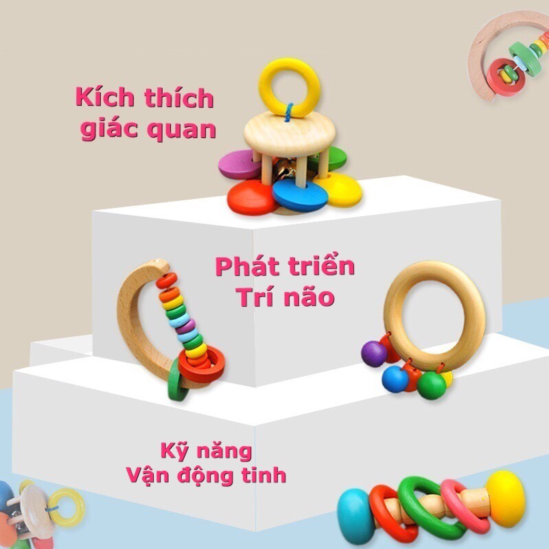 Đồ Chơi Gỗ Combo 4 Xúc Xắc Bằng Gỗ