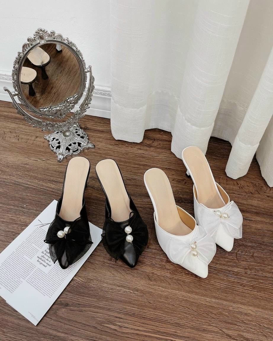 Guốc sục bít mũi  nơ  bánh bèo, gót kiểu  5p T&T