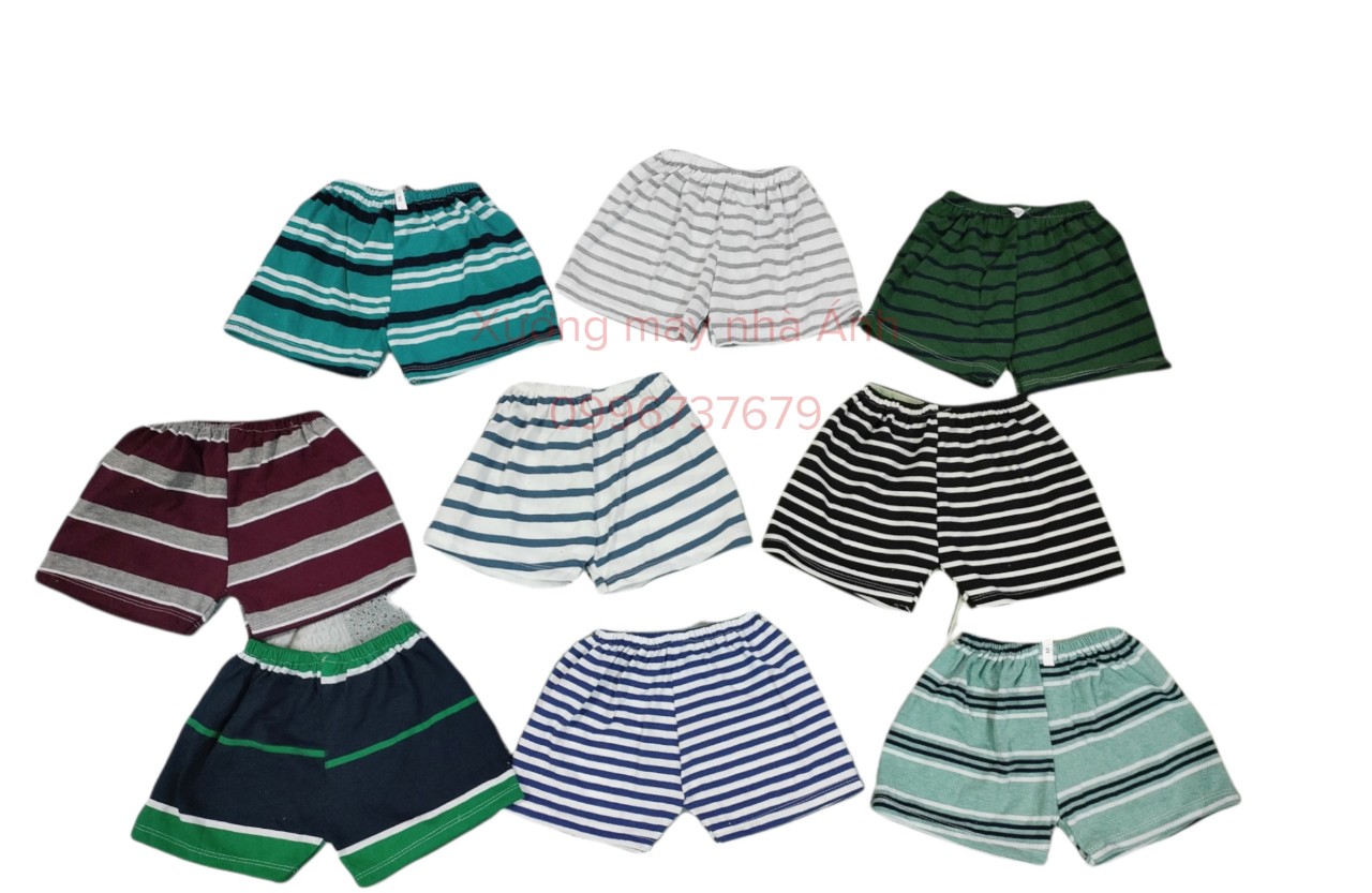 Set 10 quần đùi ngang kẻ cho bé