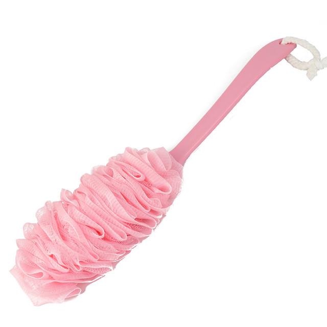Puff Ball Scrubber Bath Shower Body Back Brushes Mesh Soft Fur With Long Handle Clean Handle Bath Ball Washcloth Exfoliating