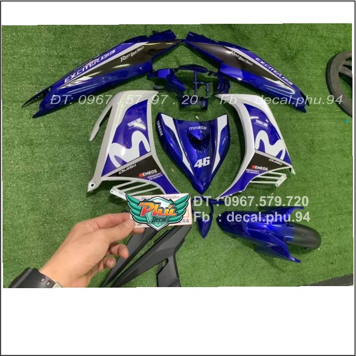 Tem rời Exciter 135 Movistar Xanh Trắng (X)