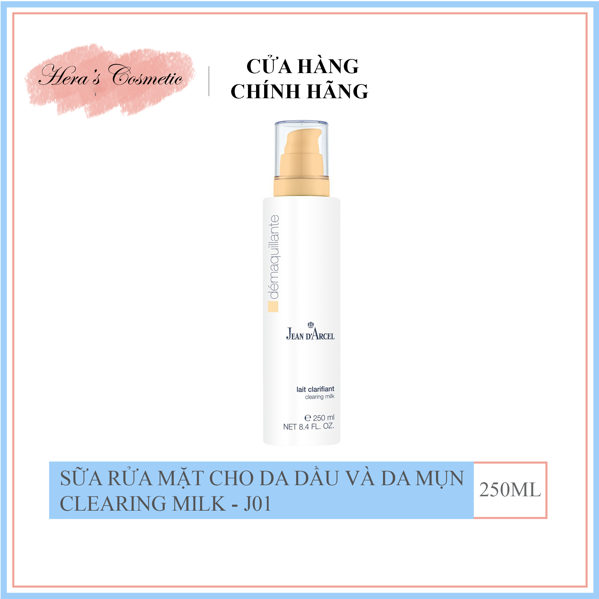 [CHÍNH HÃNG] Sữa rửa mặt cho da dầu và da mụn Jean D'Arcel Clearing milk