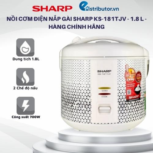 Nồi cơm điện nắp gài sharp ks-181tjv - 1.8 l - hàng chính hãng