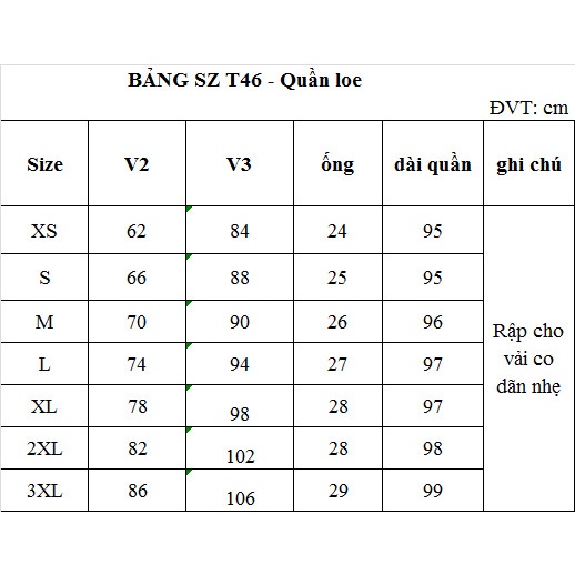Rập giấy A0 mã T46 - Rập quần loe (BẢN VẼ)