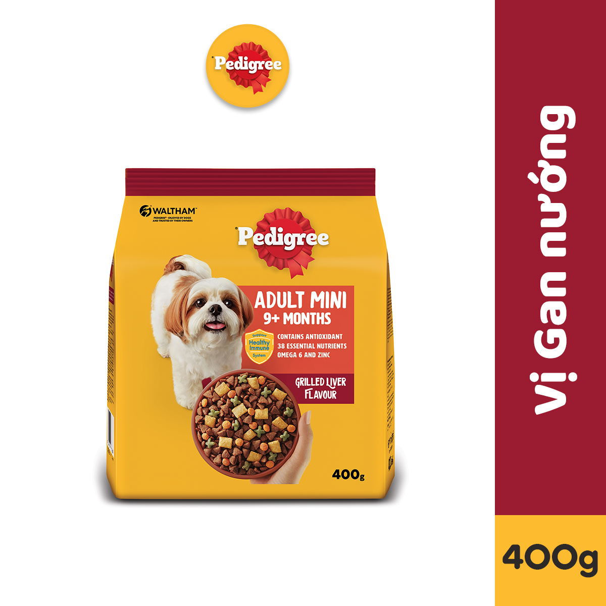 Thức ăn cho chó Mini dạng hạt Pedigree túi 400g (1 túi)