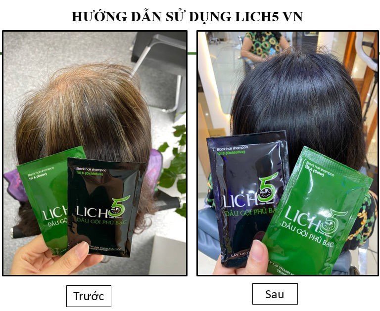 [HCM]COMBO 6 GÓI LICH5 GỘI NHUỘM ĐEN TÓC (COMBO DÙNG THỬ 3 LẦN)