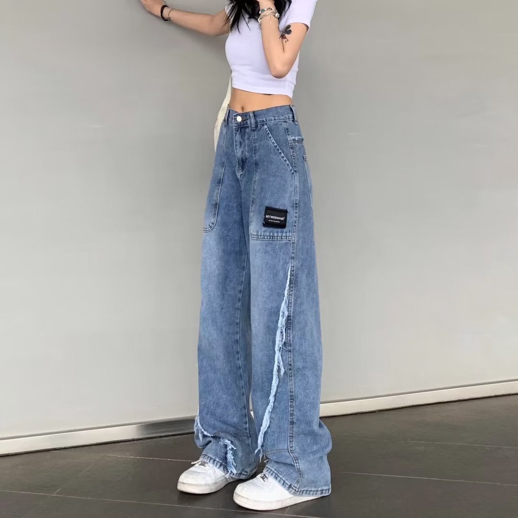 Quần jeans nữ dáng thung quần jeans cạp cao phong cách Ulzzang_j26