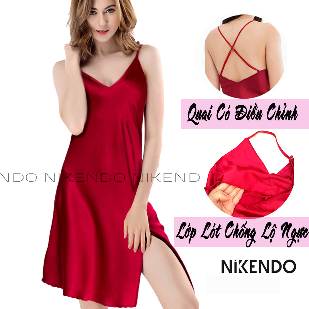 Xả Hàng Đầm 2 Dây - Đầm Lụa Xẻ Đùi Sexy
