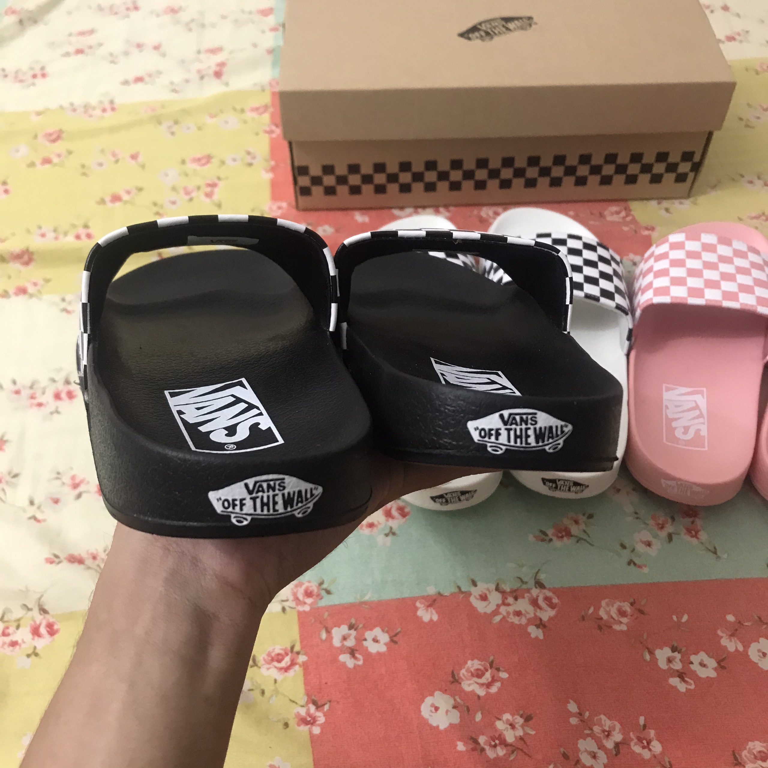 [HCM]Dép vans caro quai ngang [siêu nhẹ và êm] full box