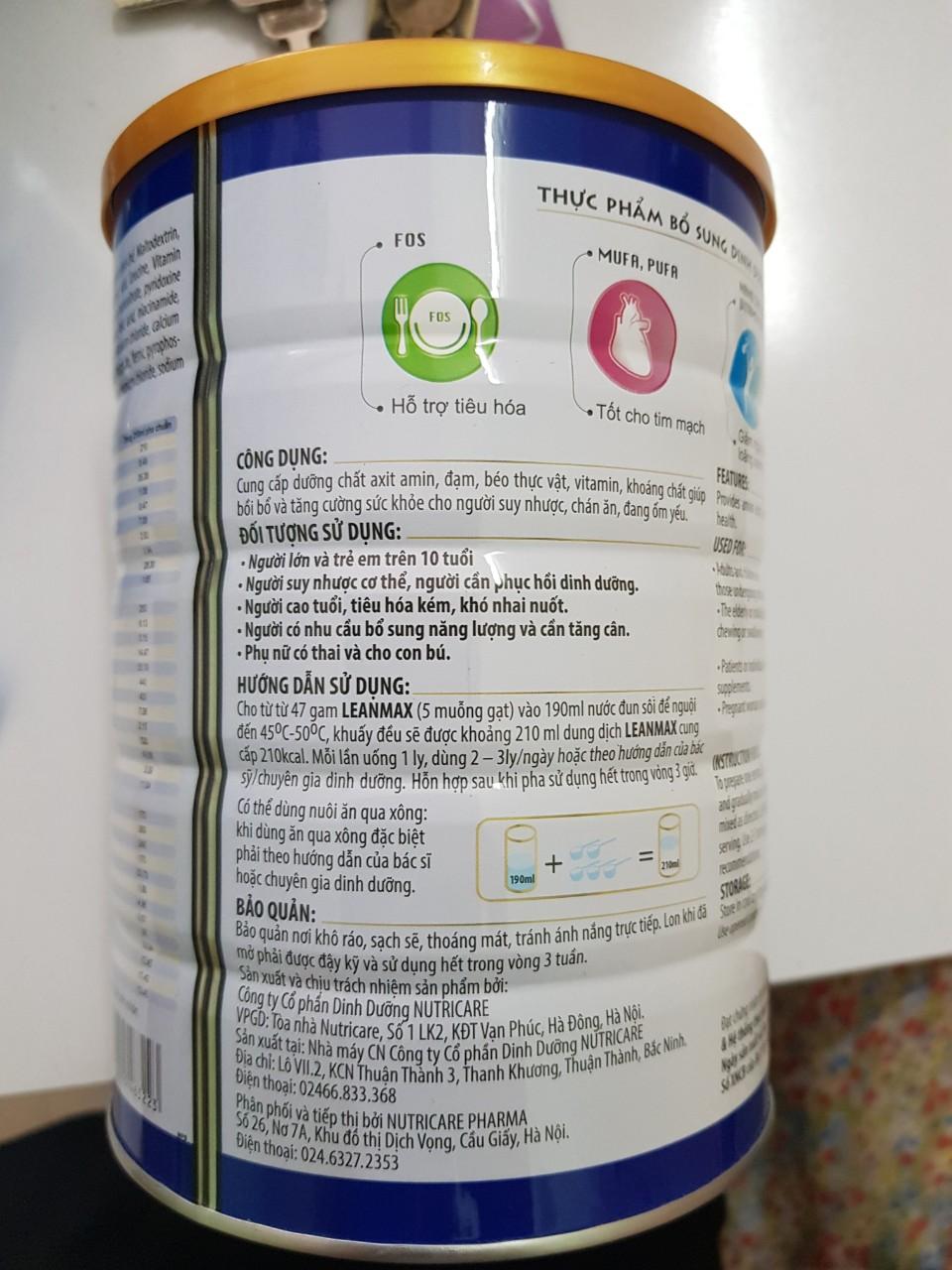 [HCM]SỮA LEAN MAX Adult 400g ( Dinh dưỡng bổ sung cho người thiếu hụt vi chất)