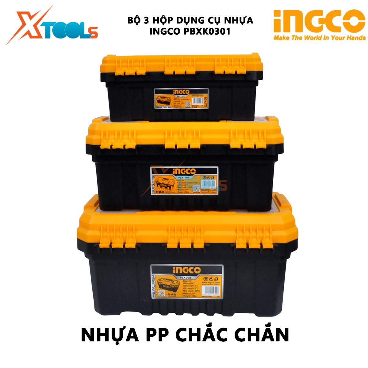 Ingco pbxk0301 3 PCs set kit box Tool Box 14,17,20 ABS plastic tool box set kit