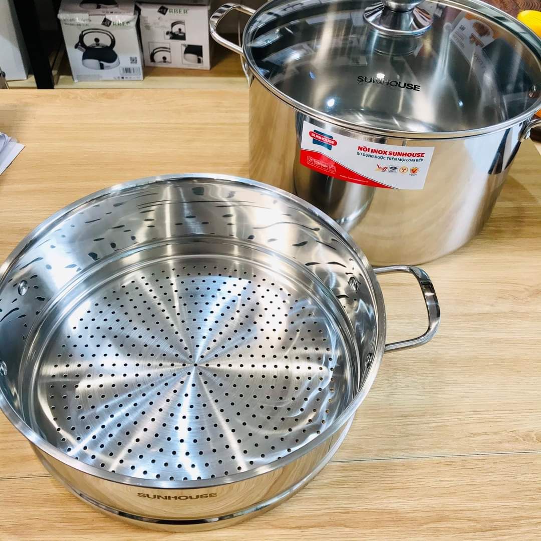 Bộ nồi xửng hấp inox SUNHOUSE size 28cm