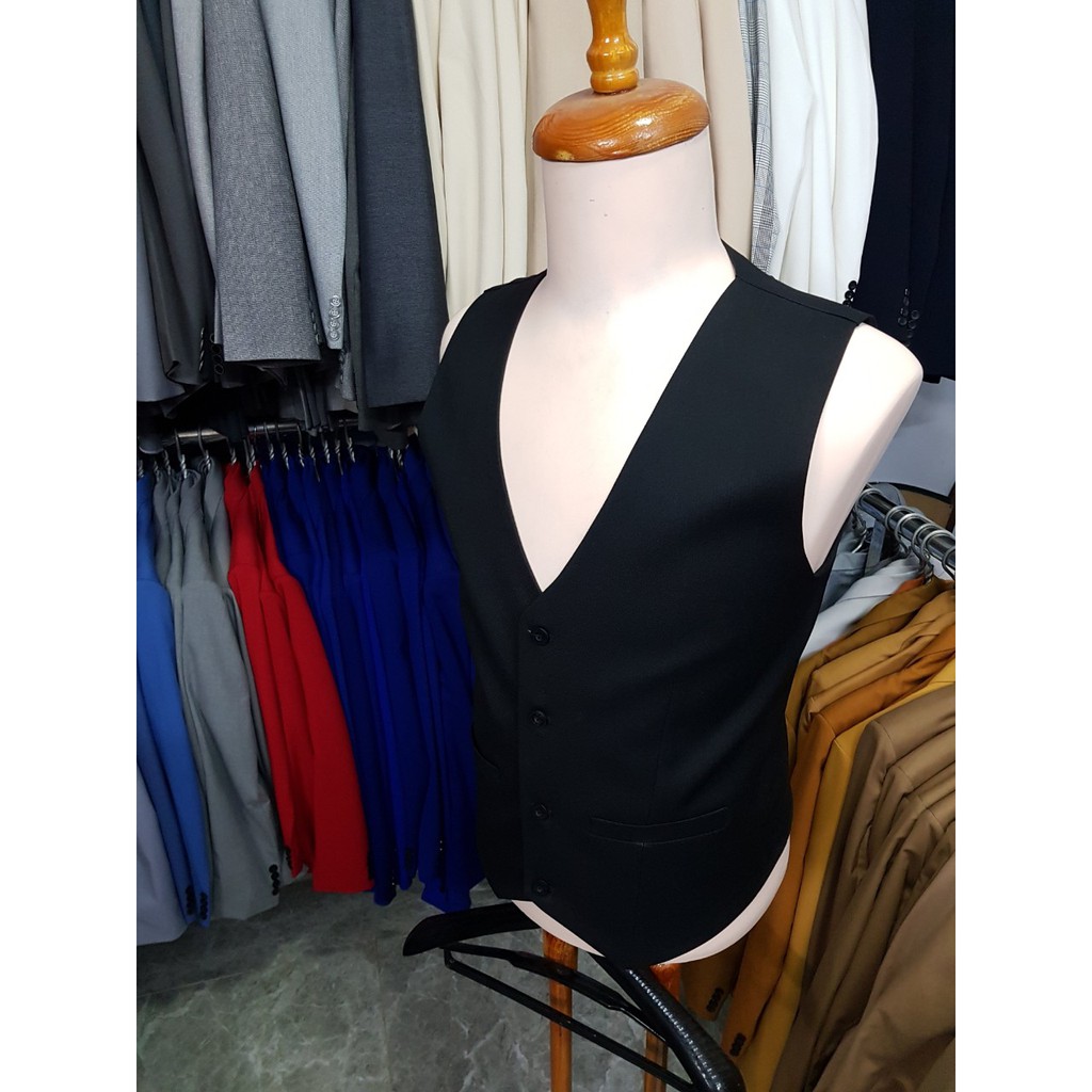 Áo Gile đen form ôm trẻ trung cá tính chất vải poly mềm mỏng