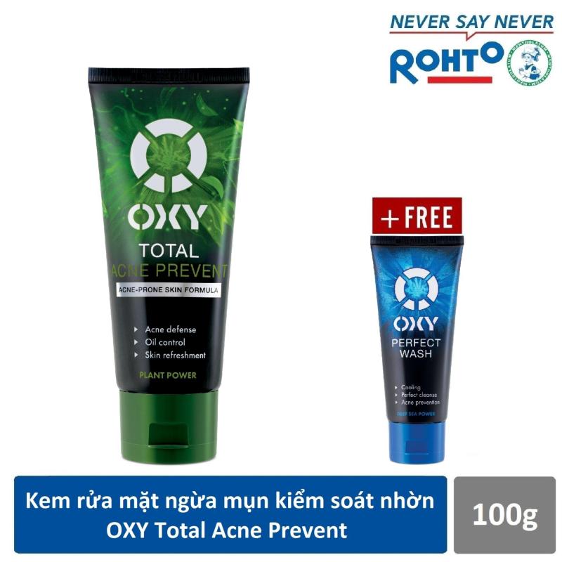 Kem rửa mặt ngừa mụn kiểm soát nhờn OXY Total Acne Prevent 100g + Tặng Kem rửa mặt mát lạnh OXY Perfect Wash 25g nhập khẩu