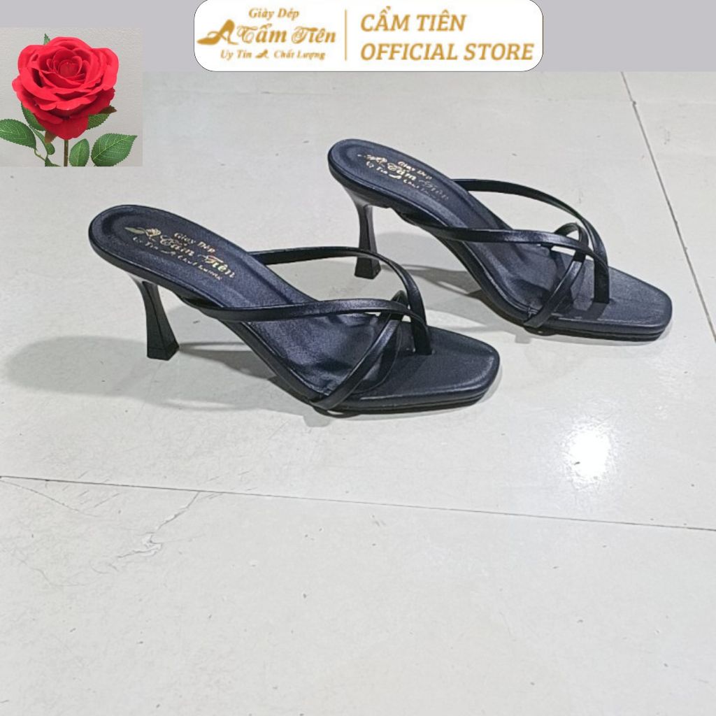 Giày sandal nữ cẩm tiên gót 5cm quai chéo
