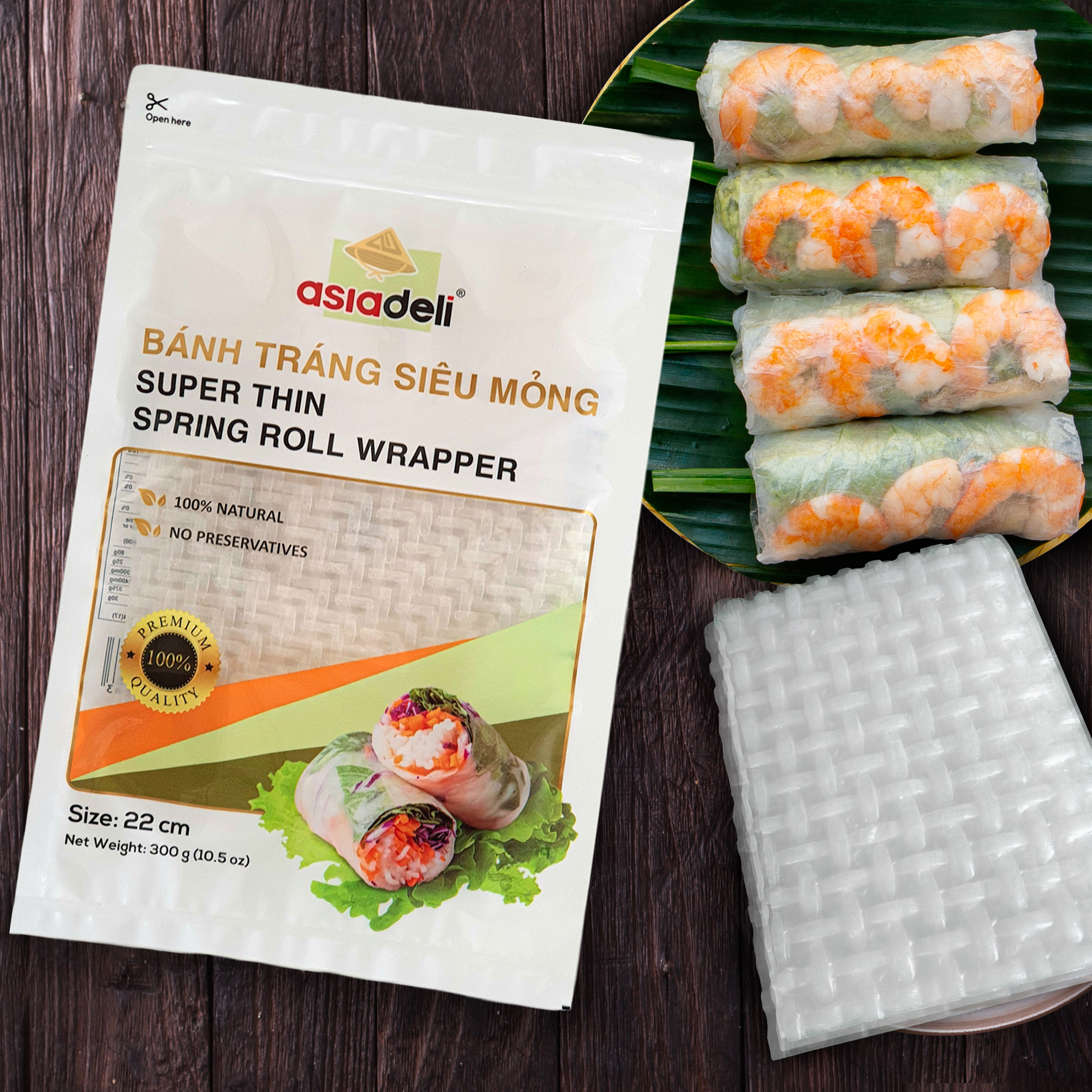 Bánh Tráng Siêu Mỏng Asiadeli Size 22cm 300g Hàng Xuất Khẩu