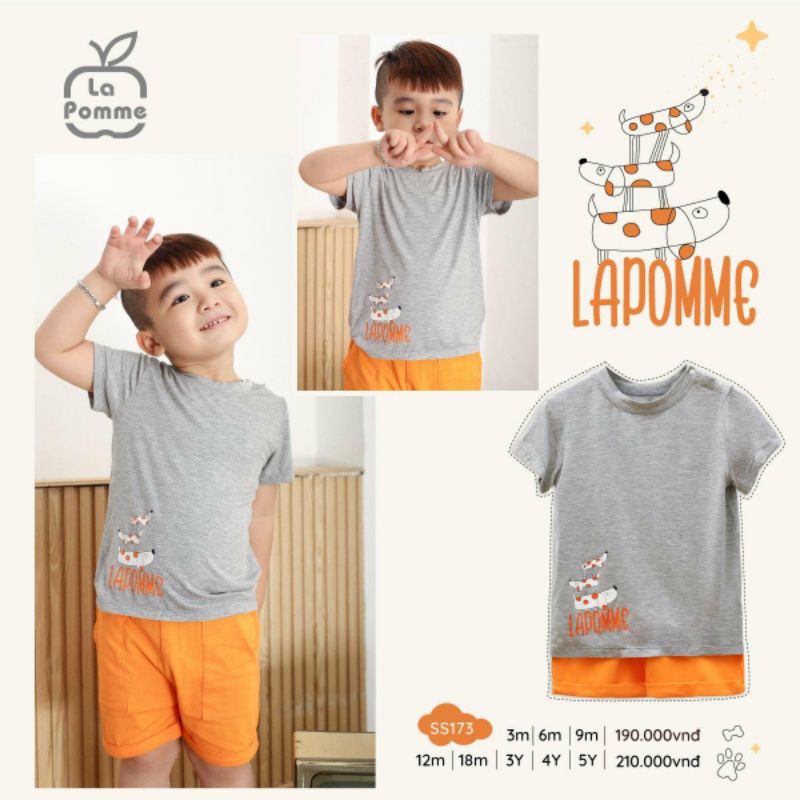 Bộ cộc tay Lapomme sợi tre cho bé 9m - 5Y