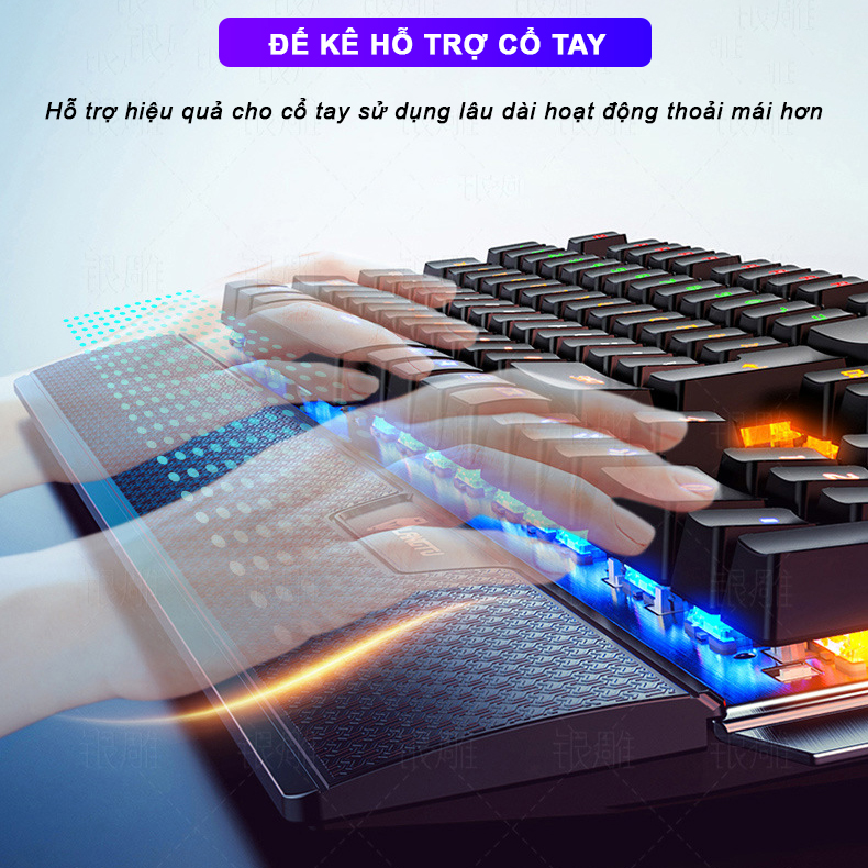Bàn phím cơ gaming RGB SIDOTECH K100 dòng bàn phím máy tính chơi game chính hãng trục cơ học 104 phím có kê tay chống mỏi, không phải giả cơ có núm xoay đa phương tiện công thái học điều chỉnh tốc độ gõ - Hàng Chính Hãng