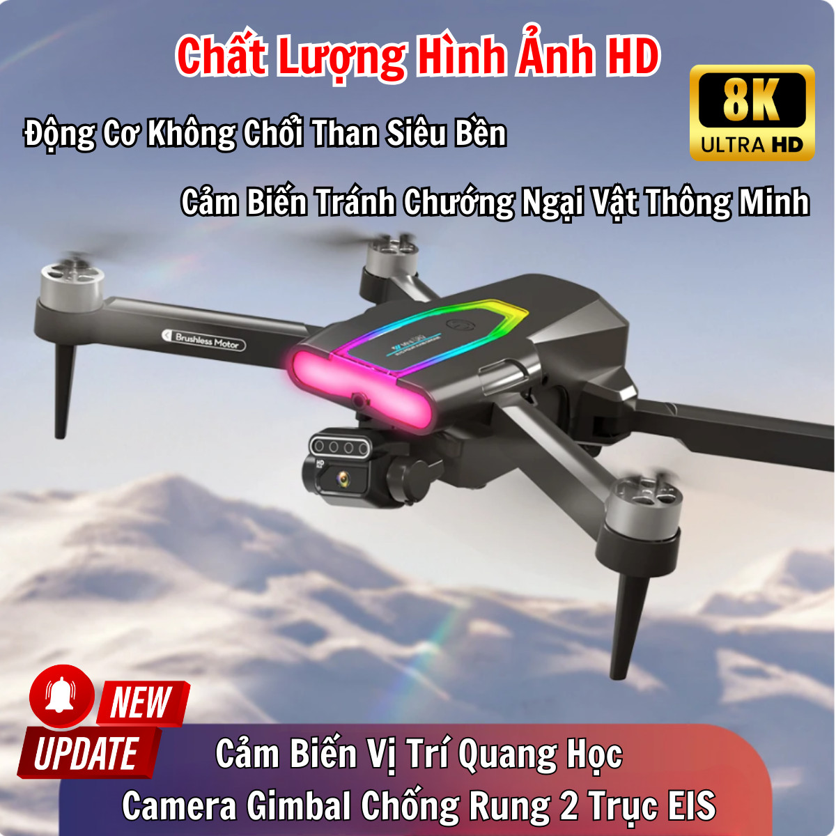 Flycam Mini Giá Rẻ Drone F199 Pro Max, Máy Bay Điều Khiển Từ Xa 4 Cánh, Play Camera Cao Cấp 2 Camera, Pin Lithium 2600mAh bay 25 Phút, Cảm Biến Chống Va Chạm