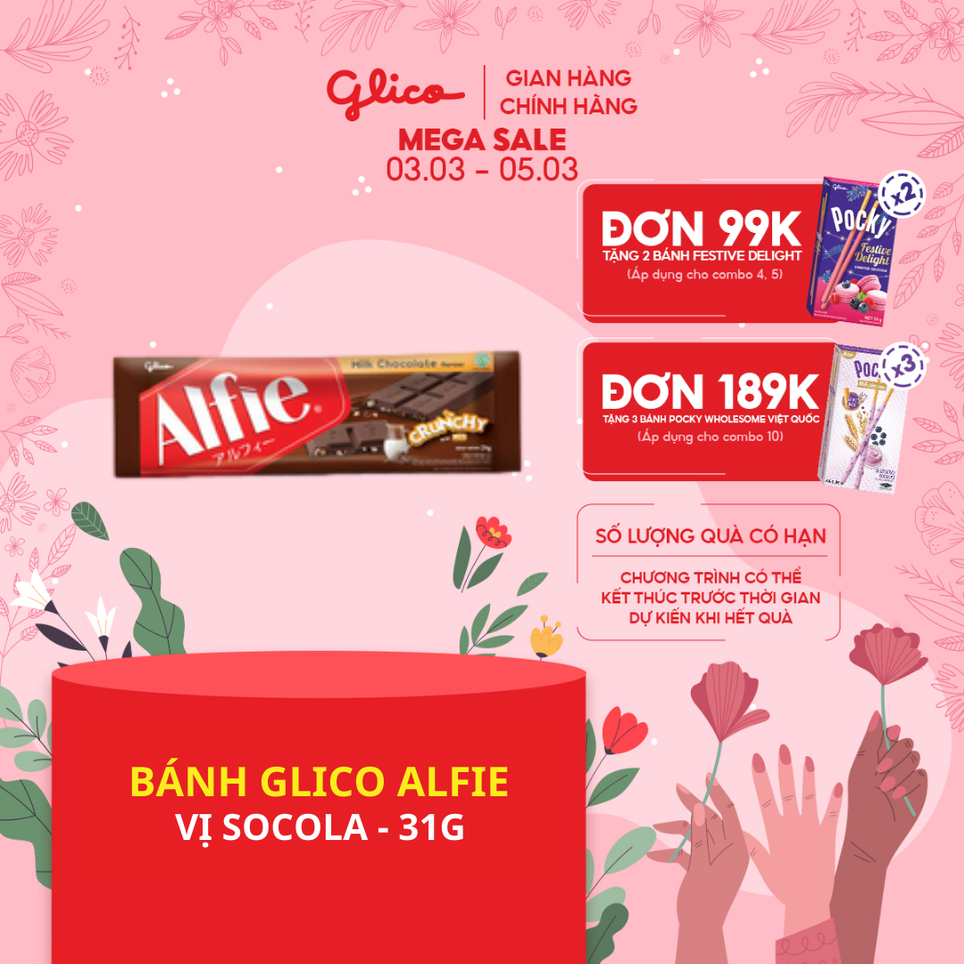 Combo 2 thanh Socola Dạng Thanh Glico Alfie vị Socola