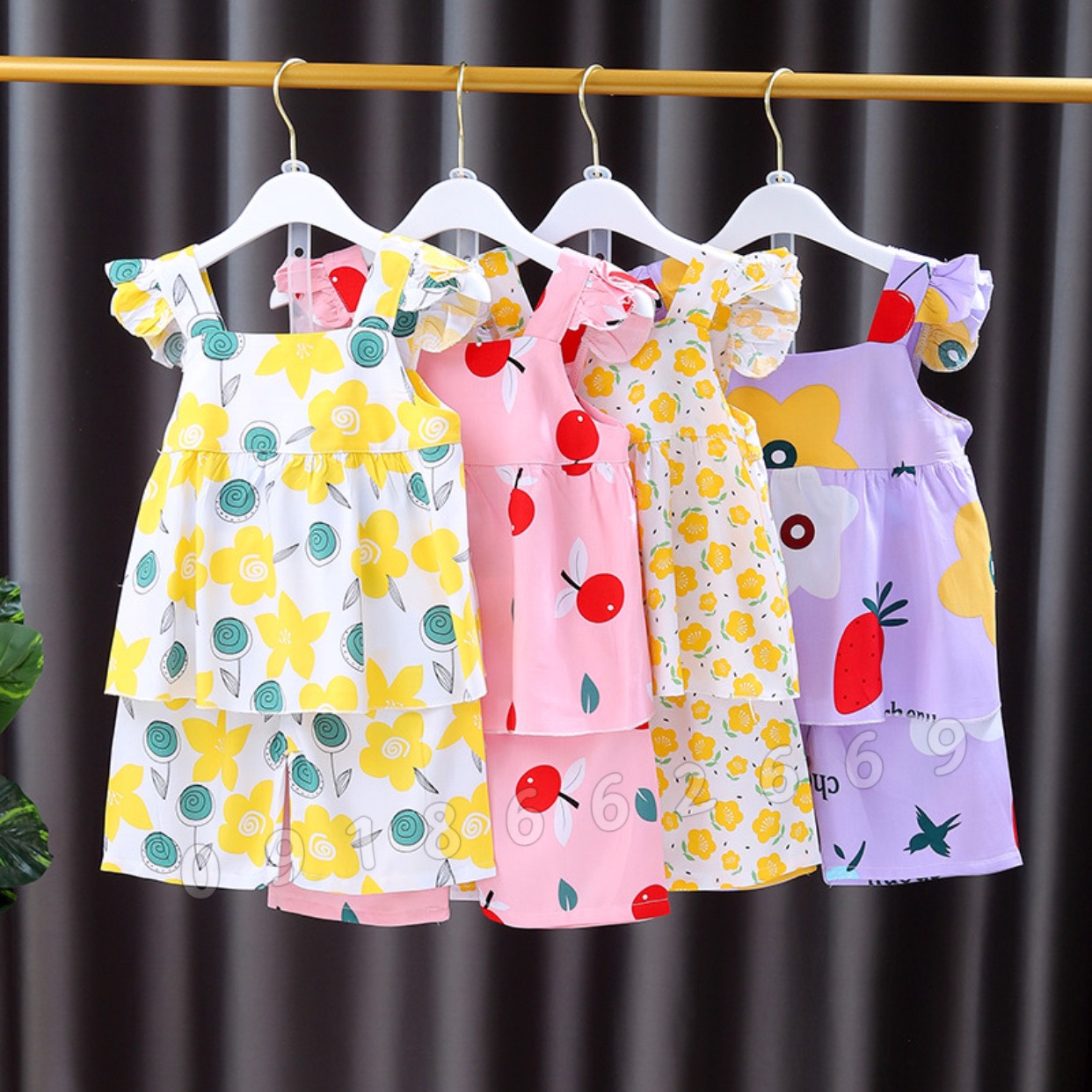 Bộ lanh cộc bé gái dành cho bé 5 -20 kg (lanh baby)