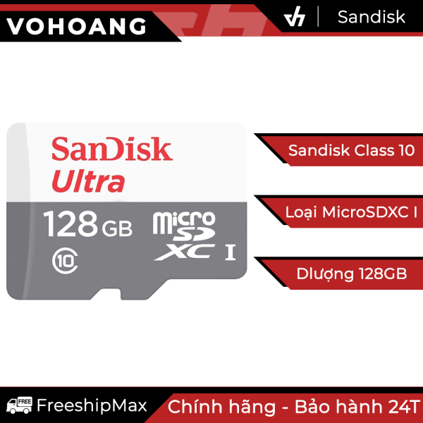 [HCM]Thẻ nhớ 128GB Sandisk Ultra Class MicroSD Class 10 80MB/s