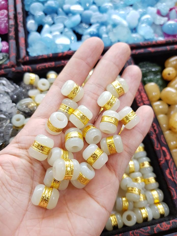 Dây Chuyền Lu Thống  Bạch Ngọc Mạ Vàng 24k