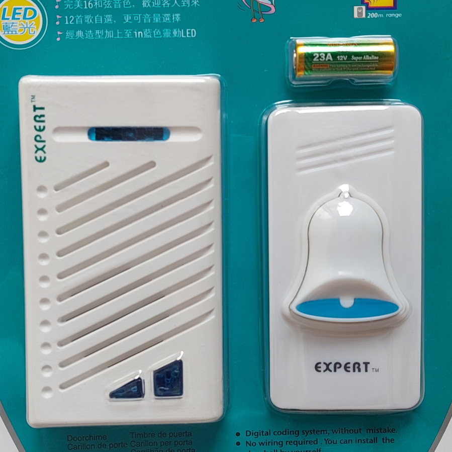 Bộ chuông cửa không dây Expert 72A07 gồm 16 kiểu chuông ( khoảng cánh xa 150m )