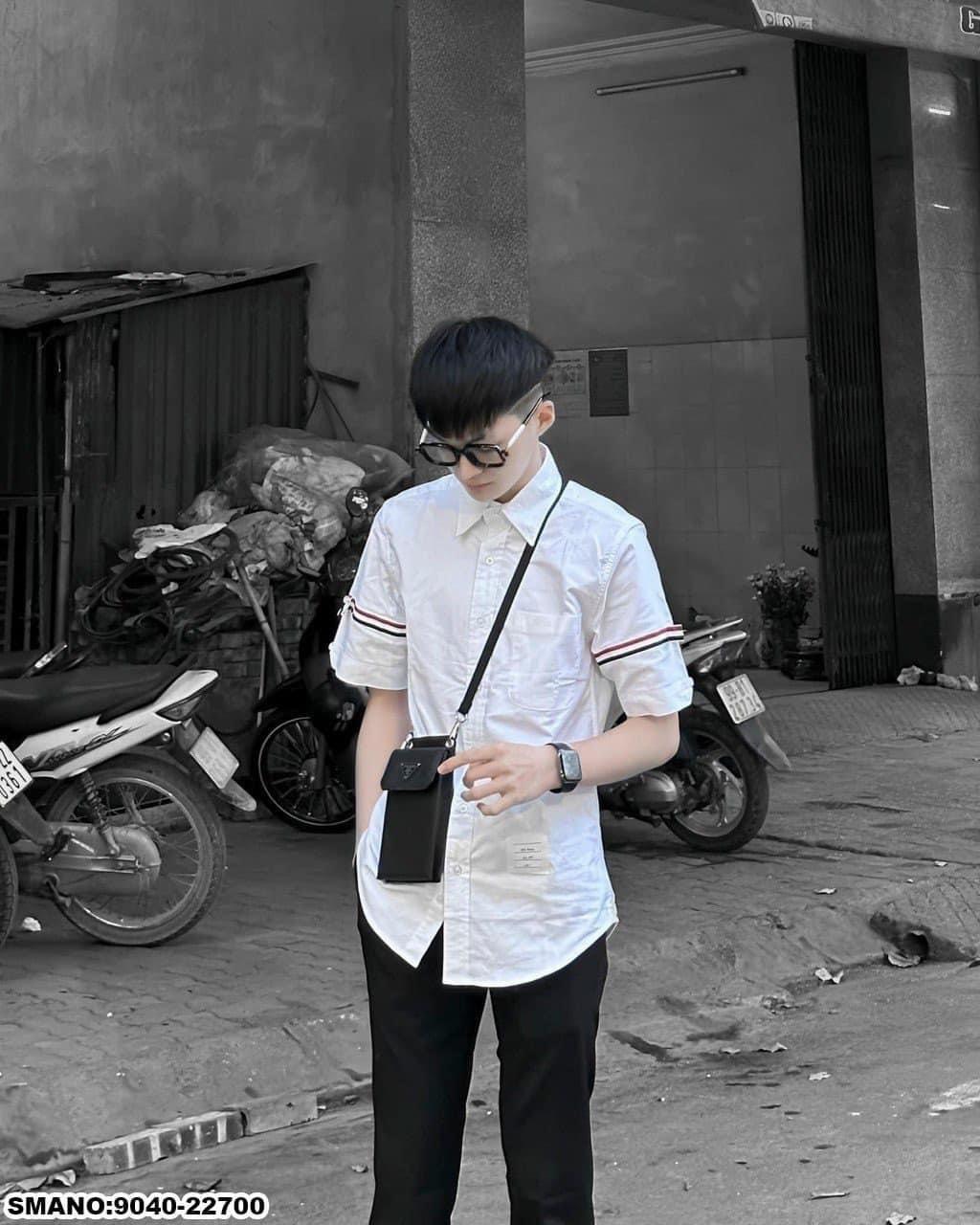Áo sơ mi cổ bẻ viền tay chất liệu lụa ln4p0h24.3 bhf