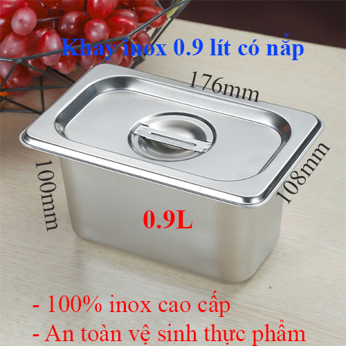 Khay inox GN 1/9 sâu 100mm đựng thực phẩm