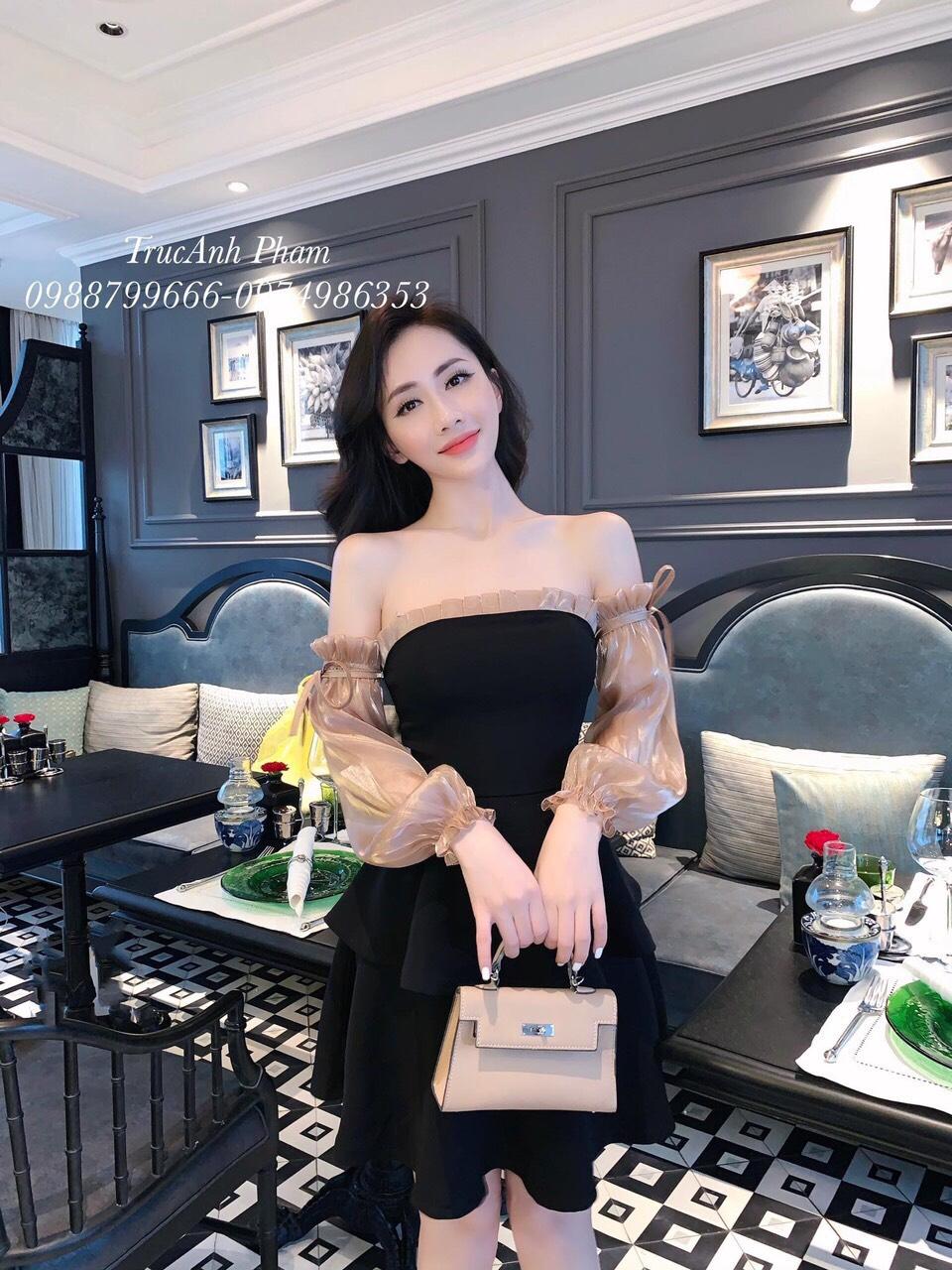 Đầm xòe dự tiệc tay phồng xinh xắn