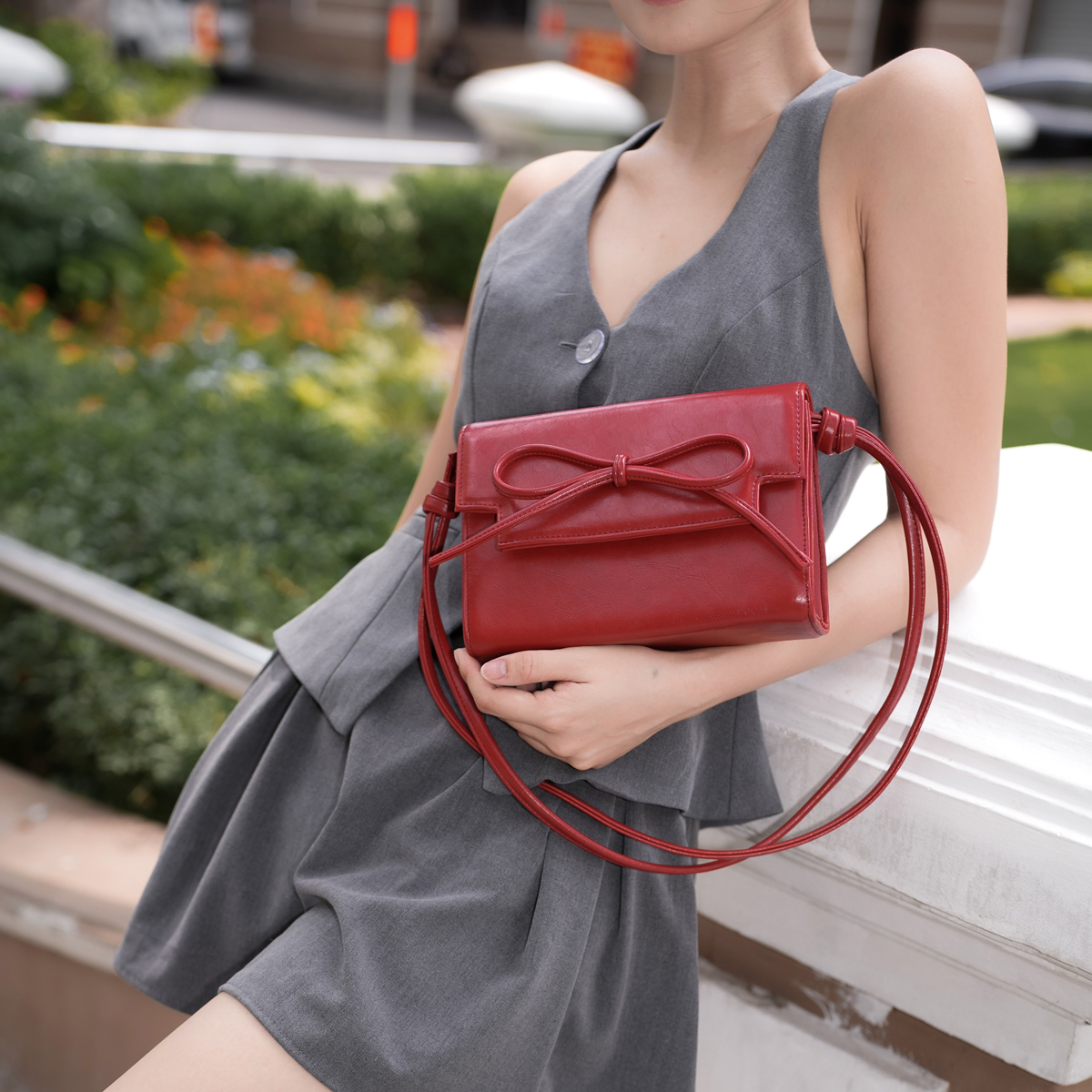 GIPSY Túi Xách Nữ Nơ Thời Trang Bow Bag (Màu  Đỏ Đô)