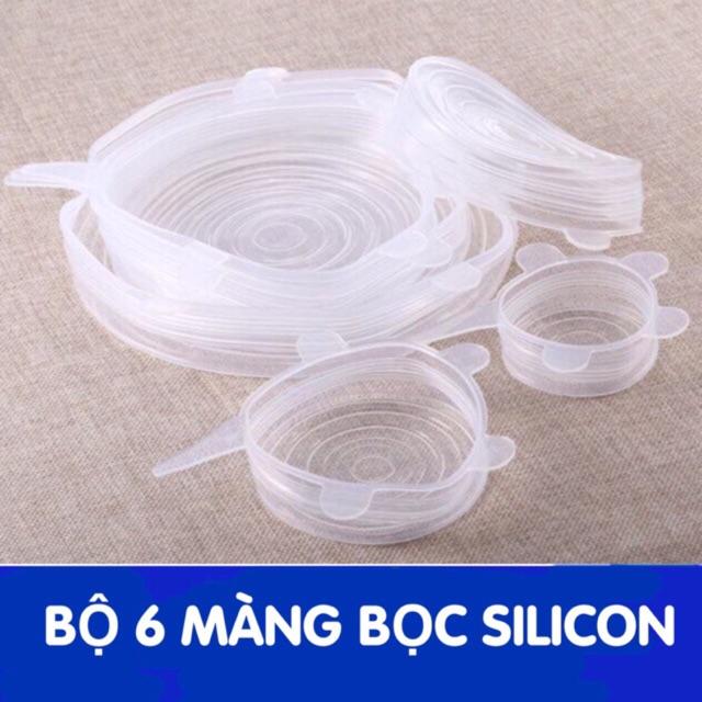 Bộ 6 miếng màng bọc thực phẩm silicon co giãn (màu trắng)