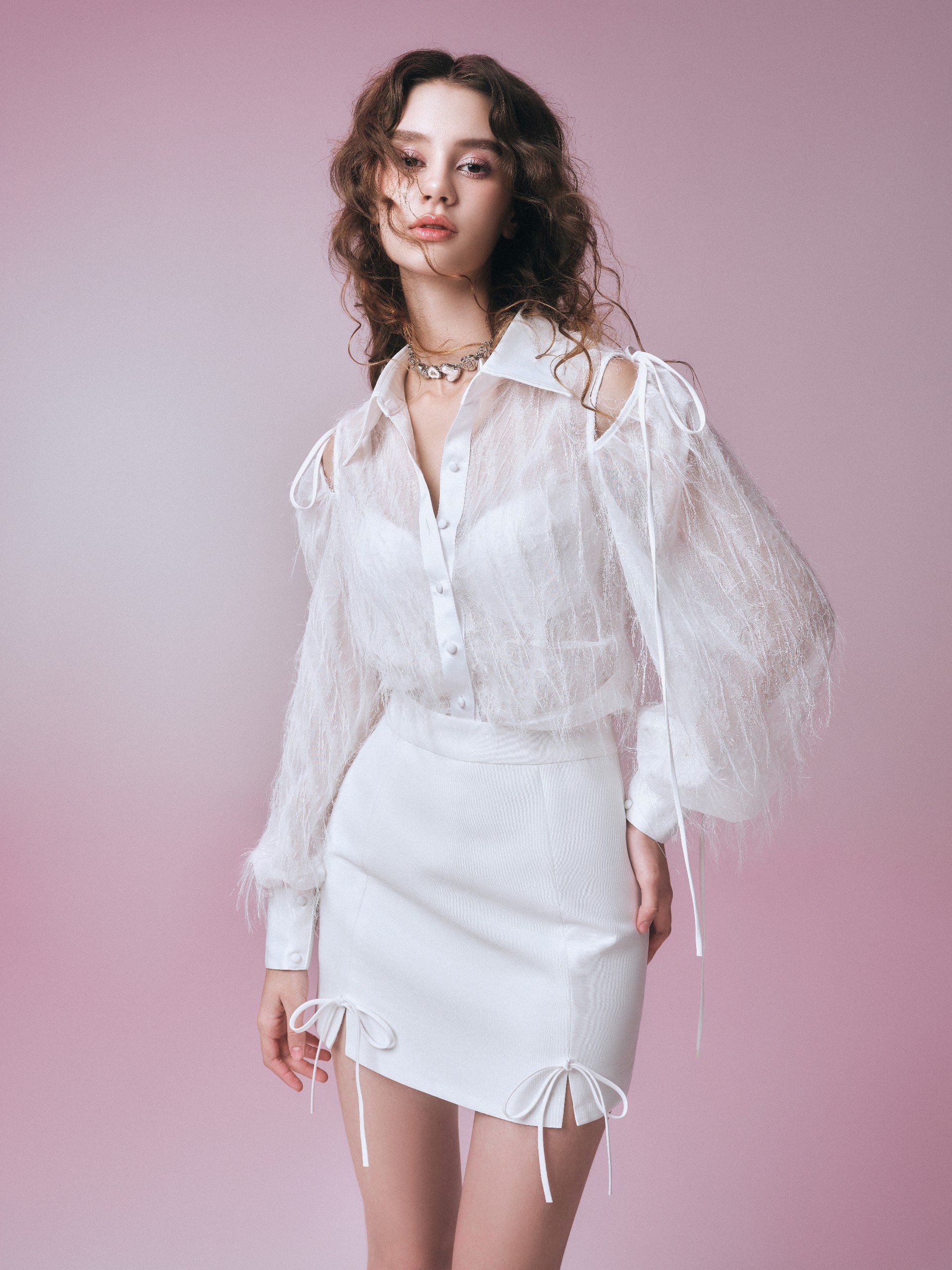 CIGNO-áo sơ mi kiểu, lụa thắt nơ xinh xắn CAMICIA SHIRT