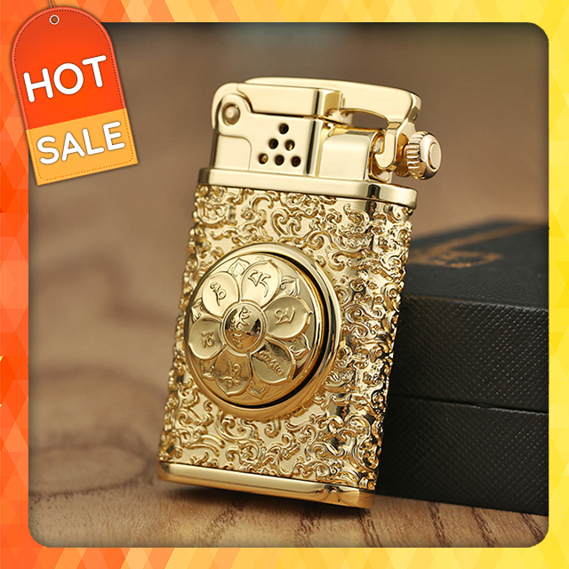 Hộp Quẹt Bật Lửa Xăng Bấc Đá Zorro Z602 Thiết Kế Họa Tiết Vòng Xoay Hoa Sen Đẹp Độc Lạ (KHÔNG CHỨA XĂNG GAS)