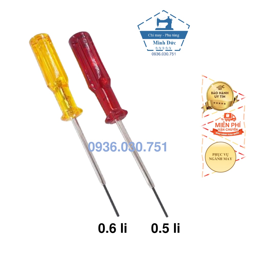 Tua vít lục giác - cán bọc thép - dùng thay kim máy công nghiệp - tua vít mở ốc kim máy vắt sổ 1.6-1.5m