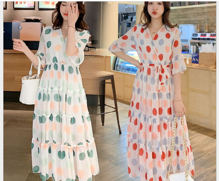 [HCM]ĐẦM BẦU VÁY BẦU  CÔNG SỞ  CHẤM BI VOAN 4 TẦNG