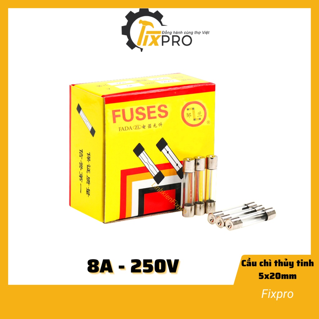 Cầu chì ống thủy tinh 8a 250v 5x20mm