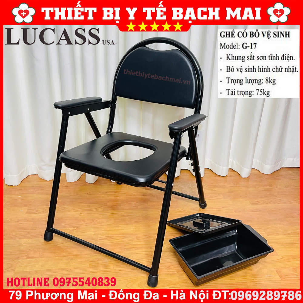 Ghế Bô Vệ Sinh Lucass G17 [Sắt Sơn Tĩnh Điện + Nệm Ngồi Êm]