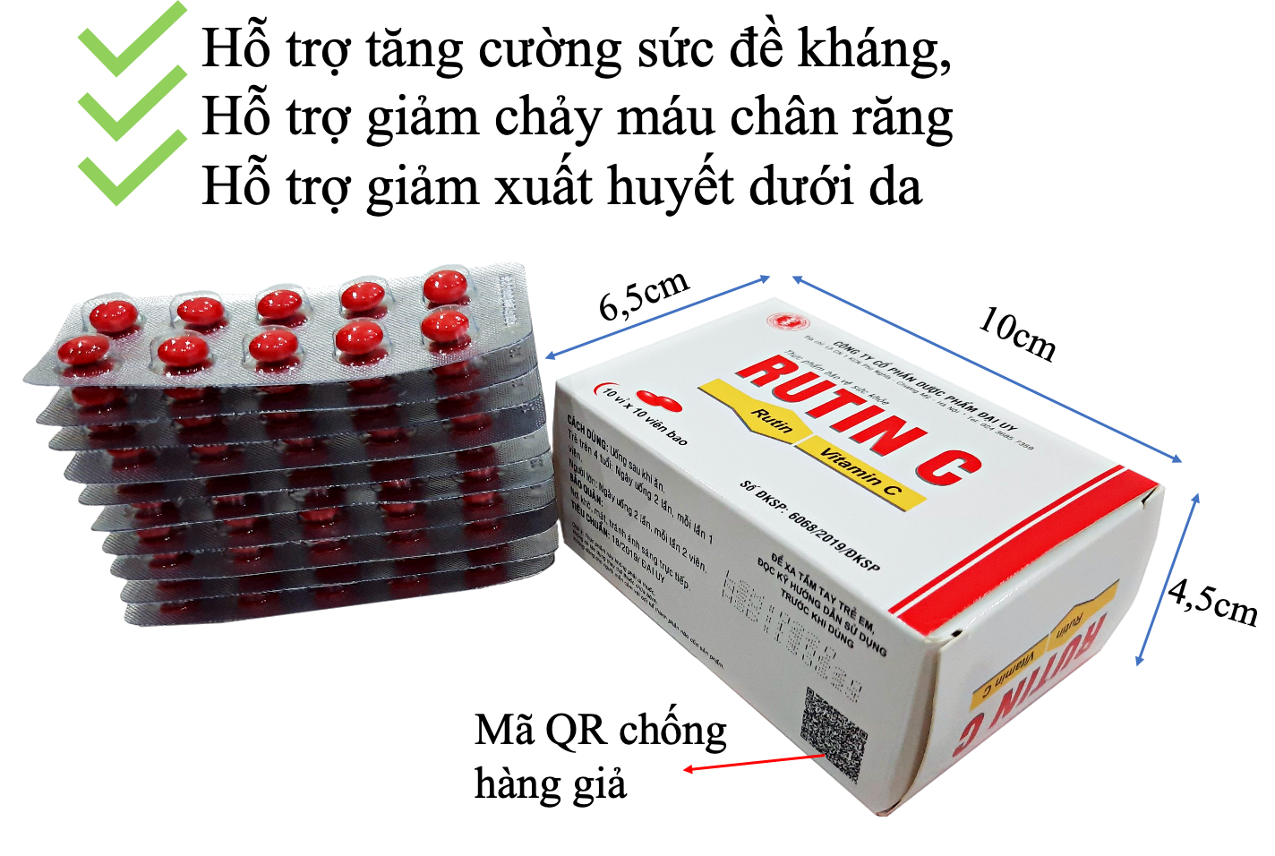 Rutin C Đại Uy - Tăng cường tính bền mạch máu, hỗ trợ giảm chảy máu chân răng, xuất huyết dưới da