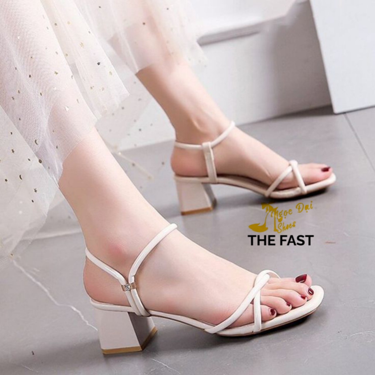 Giày xăng đan  nữ gót thô cao 5cm gót thô mới NĐ232
