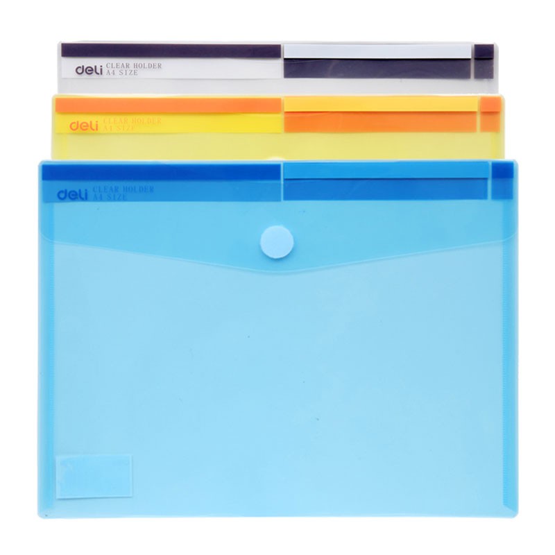 Túi đựng hồ sơ A4 Deli 5504 / Túi cúc bìa nút Clearbag Deli đựng tài liệu