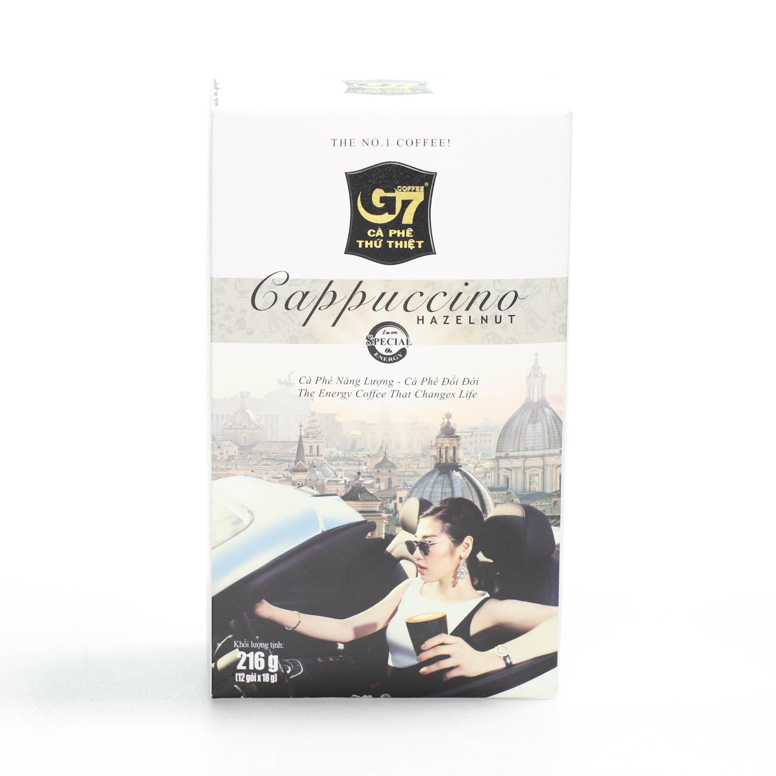 Cà phê hòa tan G7 Cappuccino Hazelnut hộp 12 gói x 18g