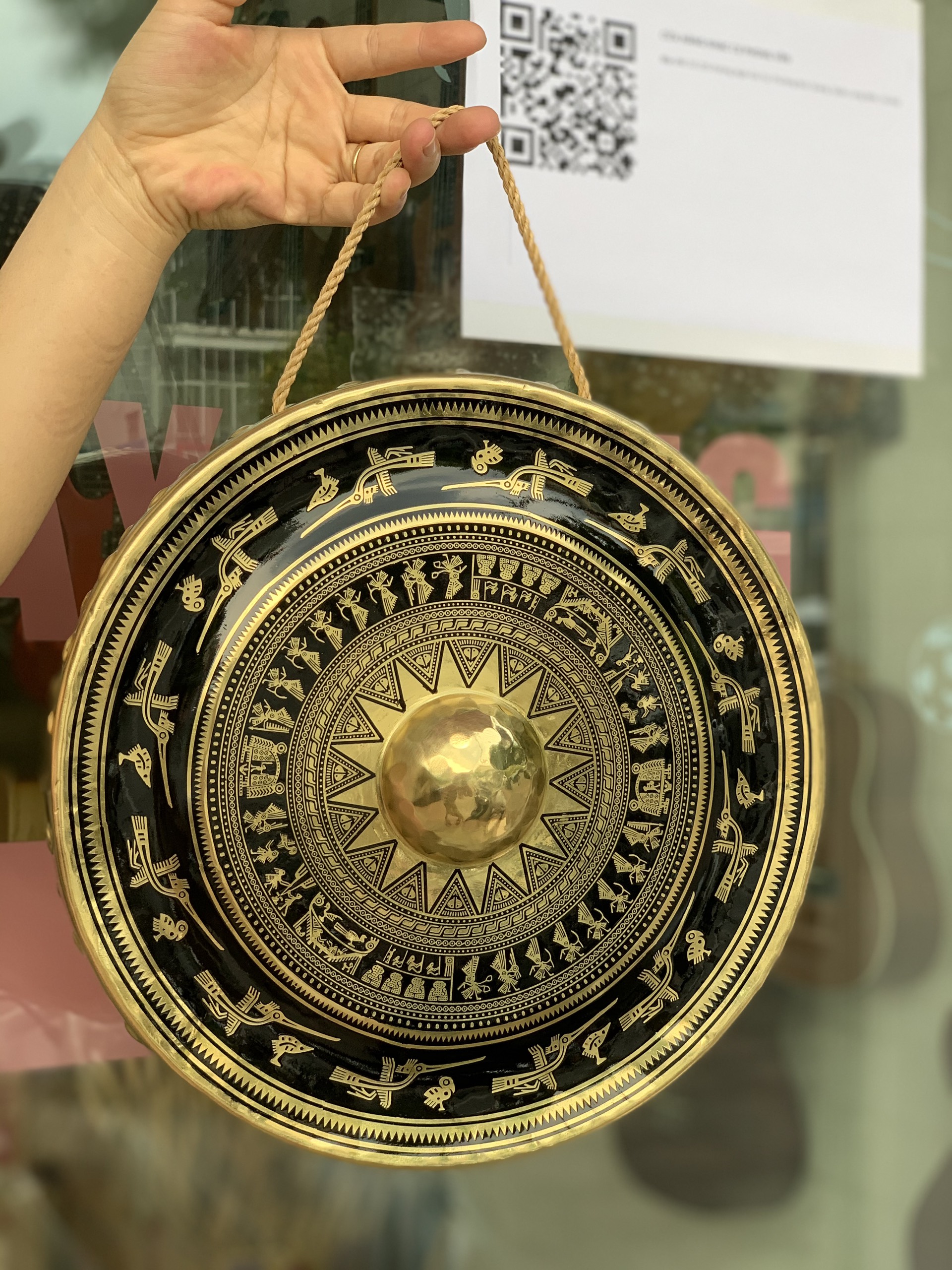 Chiêng đồng chạm khắc hoa văn trống đồng đủ size